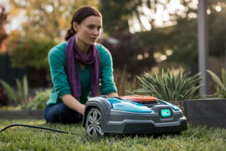 Robot tondeuse autonome MAMMOTION LUBA Mini tondant un jardin verdoyant automatiquement