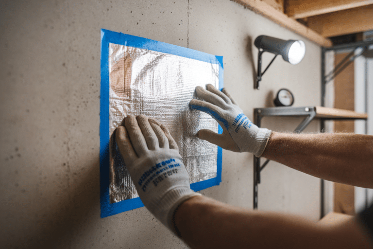 Un test au papier aluminium sur un mur aide à distinguer condensation et infiltration d'eau