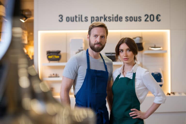 Trois outils Parkside de bricolage exposés sur établi Lidl professionnel